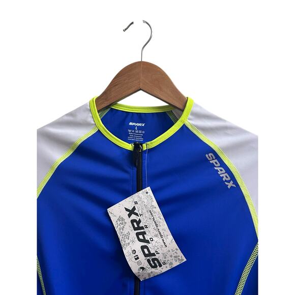NWT SPARX Men’s Triathlon Skinsuit Large Blue Cycling / Tri Suit Zip Front - Picture 6 of 14